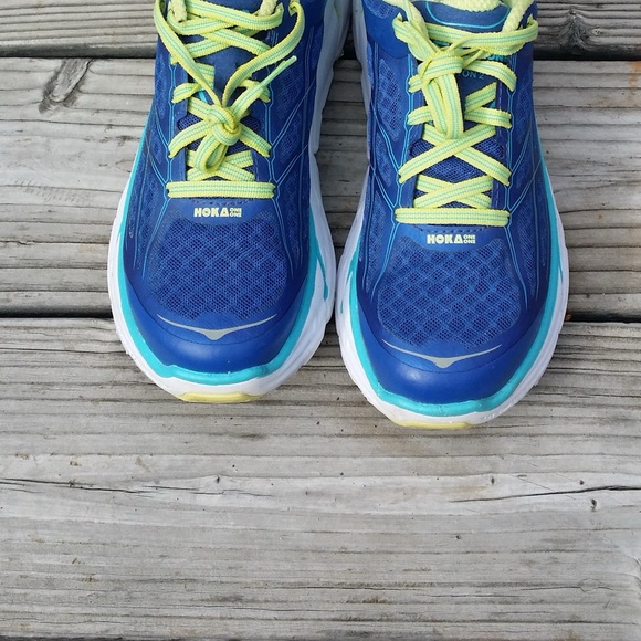 Women Hoka One One Clifton 2 True Blue Mesh Running Shoes Sneakers - Picture 5 of 8